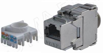 110803. CAT6A RJ45 8p8c FTP Shielded 180 degree Tooless Keystone Jack