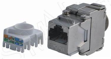 110807. CAT6A RJ45 8p8c STP Shielded 180 degree Tooless Keystone Jack